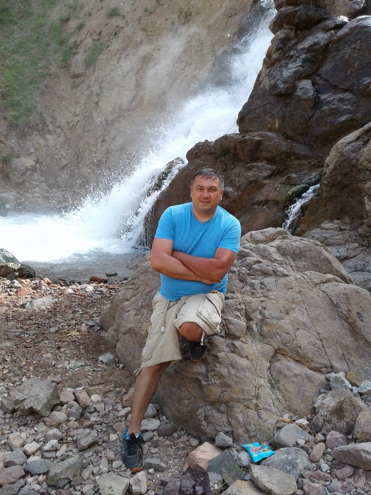 Grotto, Pskem river and waterfall
